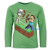 "Minecraft" Steve ir Skeletonas vaikiški marškinėliai ilgomis rankovėmis