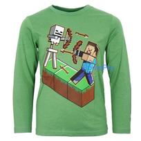 "Minecraft" Steve ir Skeletonas vaikiški marškinėliai ilgomis rankovėmis