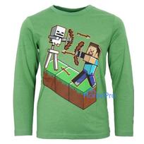 "Minecraft" Steve ir Skeletonas vaikiški marškinėliai ilgomis rankovėmis
