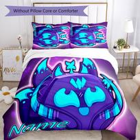 3pcs Custom Name Game Blox Fruits Bedding Set Duvet Cover Closure Includes 1 Duvet Cover & 2 Pillowcases for All Seasons Bedroom Decor 135cmx200cm blue
