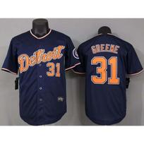 Mens Baseball Jersey Embroidered Tigers Team 31 Greene Navy Blue Unisex Sport Shirt Tigers 31 Navy Blue L gray