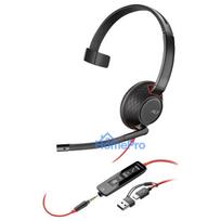 HP Poly Blackwire 5210 Monaural USB-C Headset +3.5mm Plug +USB-C / A Adapter
