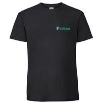 Fruit of Loom Vaillant Boiler T-shirt Plumber, embroidered work wear gas fitter Unisex T-Shirt M black