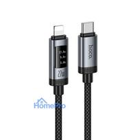 Data Cable with digital display USB C to Lightning Hoco PD 27W 1,2 m U148 black
