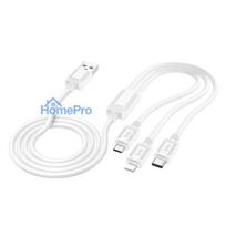 Cable 3in1 USB A to Lightning / Micro USB / USB C Hoco 2A 1 m X74 white