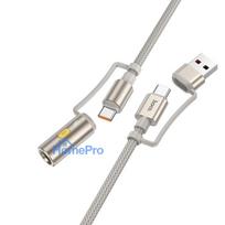 Cable All-in-one USB A / USB C to USB C / Cigarette lighter Hoco 3A 60W 1,2 m U138 grey