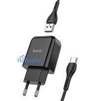 Phone charger Hoco USB A 2A 10W + cable USB A to USB C N2 black