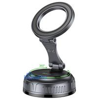 Car holder magnetic Hoco with adjustable suction cum H92 black metal gray