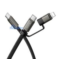 Flat Cable USB C to USB C / iP 2in1 Hoco 3A 60W 1 m X125 black