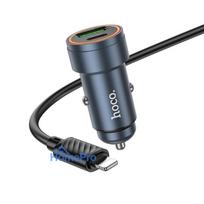 Car charger Hoco USB A + USB C QC3.0 PD 30W + cable USB C to Lightning Z57A black
