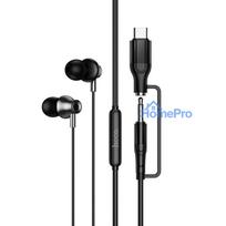 Wired earphones with microphone Jack 3,5 mm / USB C Hoco M119A black
