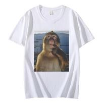 Thinking Funny Monkey Meme Graphic T Shirts Men's Women's High Street Fashion Trend T-shirt Summer Casual Loose Cotton T-shirts 5XL įvairiaspalvis