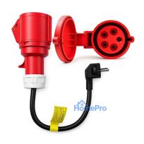 Power adapter, CEE 32A 5P 400V socket to SCHUKO 230V, max 16A, 3.5 kW, QOLTEC