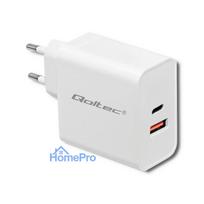 Charger 63W, 5-20V, 1.5-3A, USB Type-C PD, USB QC 3.0, White, QOLTEC