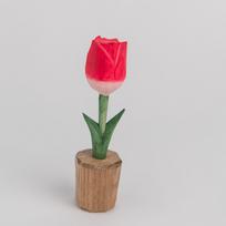 Woodcarving Carved Painted Tulip Ornaments Handmade Crafts Small Desktop Items Home Living Room Decorations Birthday Gifts red