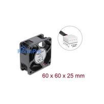 Delock Axiallüfter 48 V DC, 60 x 60 x 25 mm mit 4 Pin PWM Lüfteranschluss schwarz