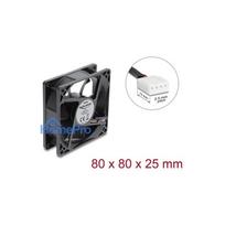 Delock Axiallüfter 48 V DC, 80 x 80 x 25 mm mit 4 Pin PWM Lüfteranschluss schwarz