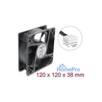 Delock Axiallüfter 48 V DC, 120 x 120 x 38 mm mit 4 Pin PWM Lüfteranschluss schwarz