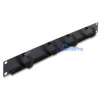 19" 1U cable management panel with 4 x Velcro cable ties, black