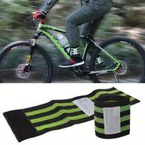 2Pc Bicycle Ankle Leg Strap Cycling Safety Reflective Wrist Bind Bands Clip for Outdoor Sports Bike Pant Use black
