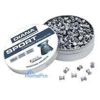DIANA Sport 4,5 mm Diabolo lodes .177 Cal, 500 gab., apaļa galviņa, svins, gaisa šautenēm un pistolēm