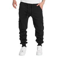 Vyriškos laisvalaikio cargo kelnės su raišteliu pavasariui ir rudeniui S-2XL Raišteliu reguliuojamas juosmuo Joggeriai Žygio taktinės kelnės vyrams su kišenėmis M juoda