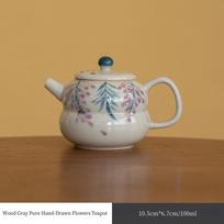 100ML Wood Gray Teapot Pure Hand-painted Beautiful Flowers Teapot Lady Teapot Household Teapot Kungfu Tea Kettle Tea Ceremony gray