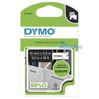 Dymo D1 ORIGINAL Hochleistungs-Schriftband Polyester, schwarz auf wei, 12mm x 5,5m (schwarz, S0718060)