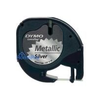 Dymo LetraTAG Tape 12mm x4m black on silver