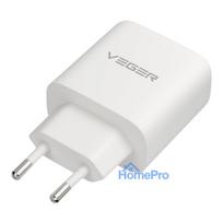 Phone charger VEGER USB A + Typ C PD QC3.0 3,25A 65W + cable USB C to USB C TR67 white