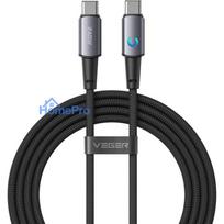 Cable with LED light indicator Type C to Type C VEGER PD 5A 240W CC2-ZSD 1,5 m black