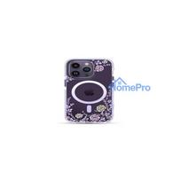 Kingxbar Apple iPhone 14 Pro MagSafe decorated with peony flowers print Flora Series magnetic Purple