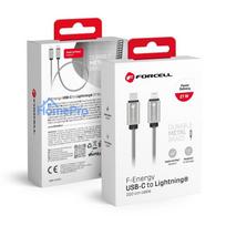 Cable USB C to Lightning Forcell F-Energy PD 3A 27W Metal 2 m C238 silver