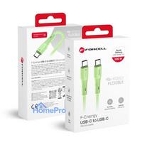 Cable USB C to USB C Forcell F-Energy QC4.0 PD 5A 100W Silicone 1 m C347 green