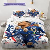 France National Football Team Pattern Bedding,Quilt Set Quilt Cover Pillowcase Home Birthday Gift(1 * duvet cover + 2 * pillowcase, without core) 135x200cm white