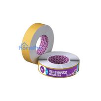 Double-sided adhesive tape reinforced, 50mm x 25m, transparent, PP / textile reinforcement
