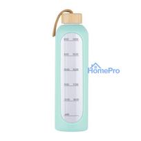 Glass Drinking Bottle - KiCA Hydro Glass 1L, Mint Green