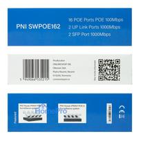 Switch POE PNI SWPOE162, 16 POE 100Mbps ports, 2 UP Link 1000Mbps ports, 1 SFP 1000Mbps port, 240W, AI Extend function