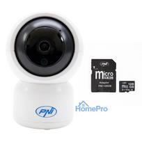 PNI IP390T 1080P video surveillance camera package with PTZ WiFi H264+MicroSD memory card PNI 128GB with SD adapter