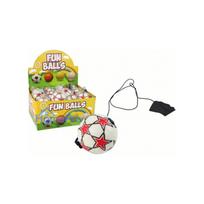 LEAN Toys PU Football with a Jojo Elastic Band for Bouncing, 6 cm, White Stars