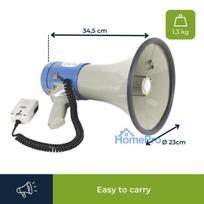 Megaphone, 25 W, 500 m, siren, voice function, whistle signal, removable microphone
