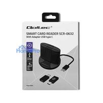 Qoltec SCR-0632 Intelligent ID Chip Card Reader + USB Adapter Black