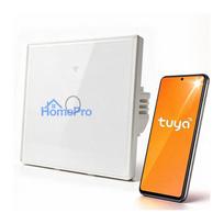 Qoltec 52715 Smart Touch 1-Gang Light Switch , Wi-Fi , Timer , Tuya , Smart Life , Tempered Glass , White