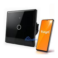 Qoltec 52711 Smart Touch 1-Gang Light Switch , Wi-Fi , Timer , Tuya , Smart Life , Tempered Glass , Black