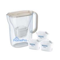 Brita Style Essential filter jug + 3 Maxtra Pro Pure Performance filter cartridges (sand-coloured)
