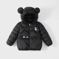 Kids Casual Cartoon Warm Short Padded Winter Coat For Boys And Girls 130cm juoda