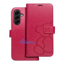 Flip case for Samsung A56 5G Mezzo Book teddy bear magenta