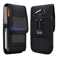 Vertical Belt Phone Pouch for iPhone 6 / 7 / 8 / 12 Mini / 13 Mini, Samsung Galaxy A40 / S5, Oxford Model 2, Black
