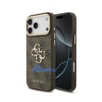 Case Guess PU Leather 4G Metal Logo Gold Frame Apple iPhone 18 Pro Max brown