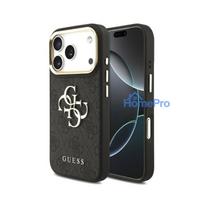 Case Guess PU Leather 4G Metal Logo Gold Frame Apple iPhone 18 Pro Max black